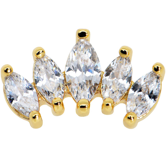 16G 1/4 Clear CZ Gem Gold Tone Fan Internal Thread Labret Tragus