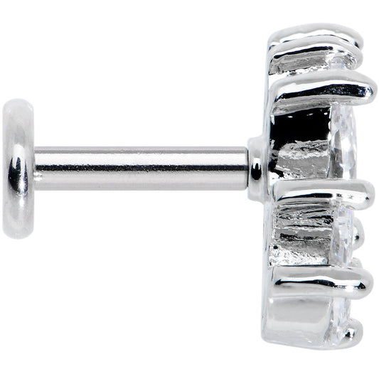 16G 1/4 Clear CZ Gem Fan Internally Threaded Labret Monroe Tragus