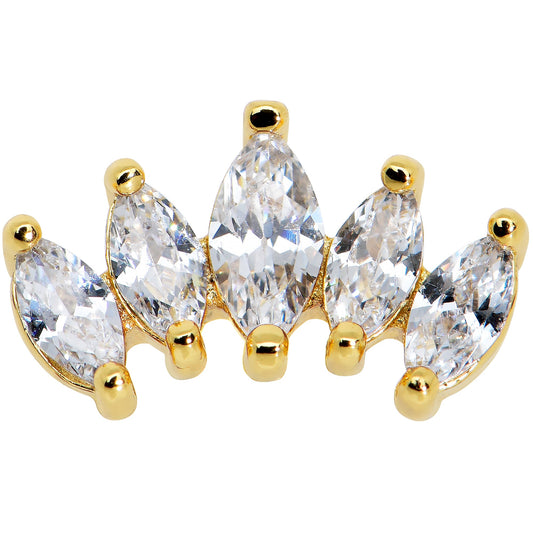 16G 5/16 Clear CZ Gem Gold Tone Crown Labret Monroe Tragus