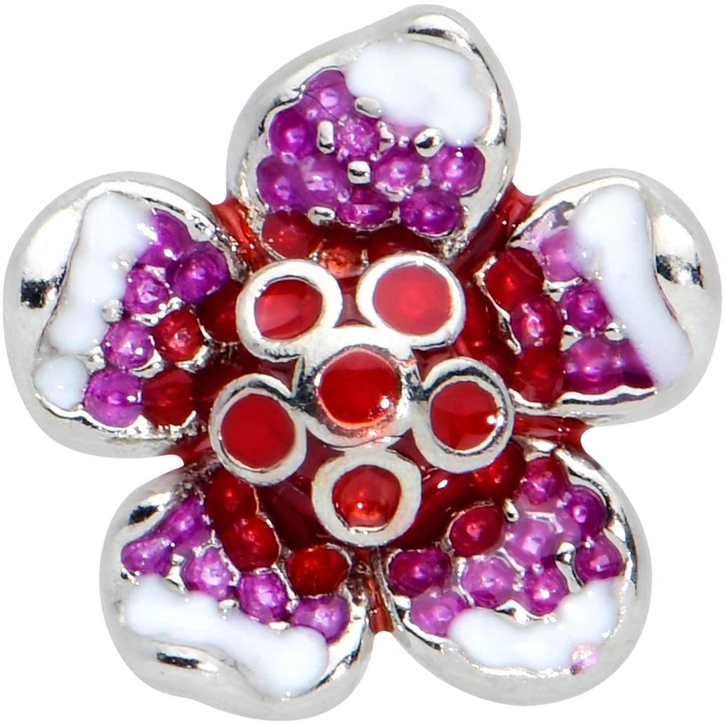 16G 5/16 Purple Red Flower in Flower Labret Monroe Tragus