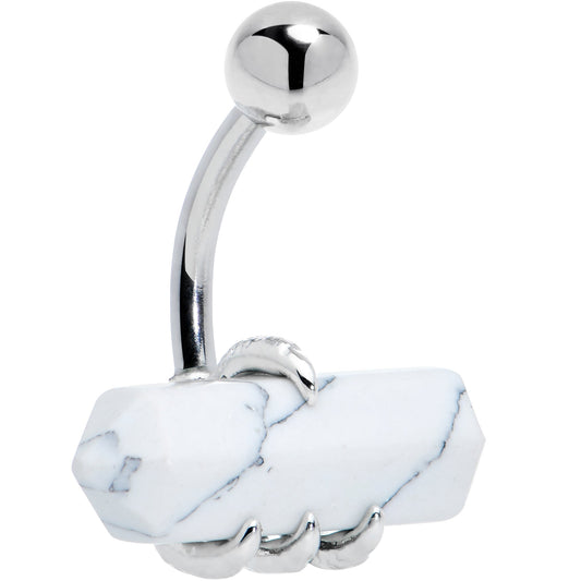 White Howlite Stone Claw Belly Ring