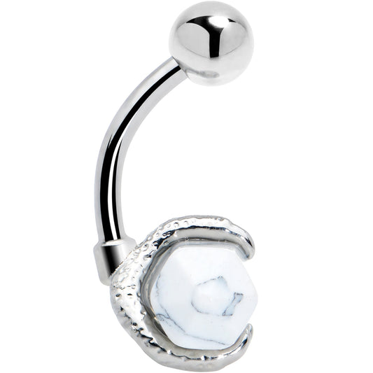 White Howlite Stone Claw Belly Ring
