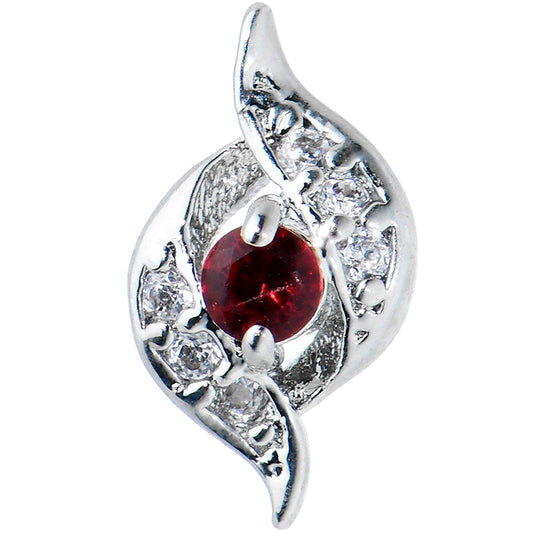 20G 1/4 Clear Red Gem Swirling Oval Nose Bone