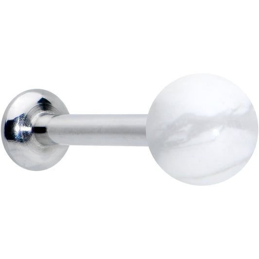 16G 5/16 Elegant White Howlite Internally Threaded Labret Tragus