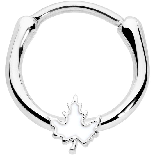 16G 3/8 Autumn White Maple Leaf Cartilage Clicker Ring