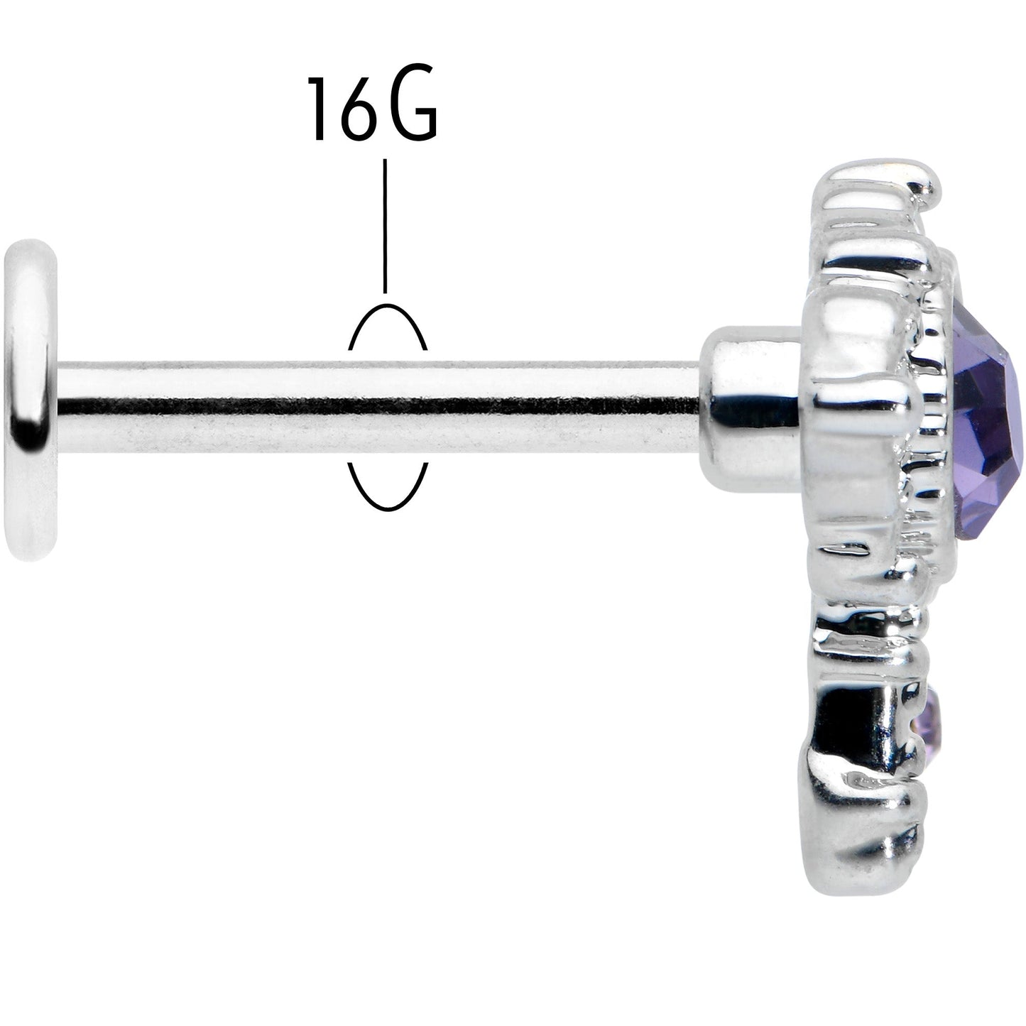 16G 5/16 Purple Gem Unlock My Heart Key Labret Monroe Tragus