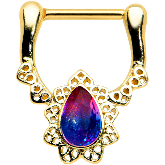 16G 5/16 Purple Tourmaline Gold Tone Lacy Cartilage Clicker
