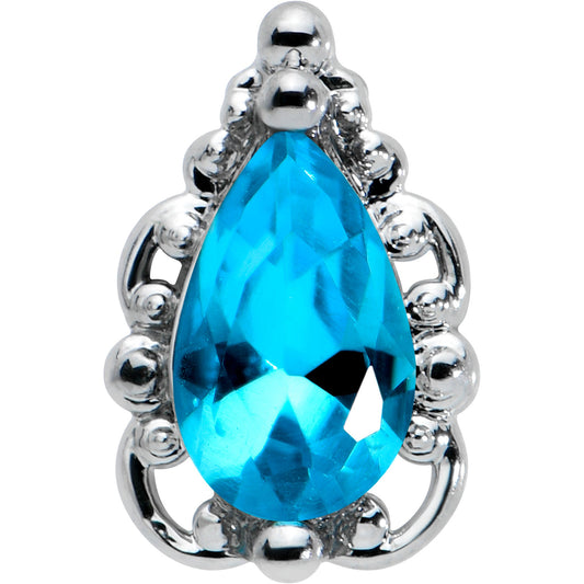 20G 1/4 Blue Gem Textured Art Deco Nose Bone