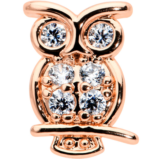 16G 5/16 Clear CZ Gem Rosy Hue Owl Internal Thread Labret Tragus