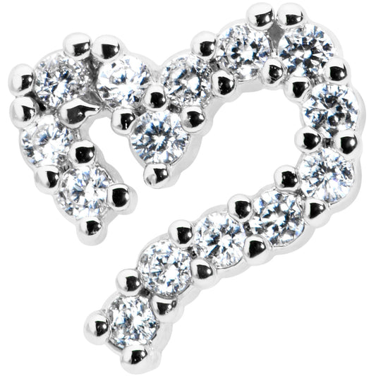 16G 5/16 Clear CZ Gem Half Heart Internal Thread Labret Tragus
