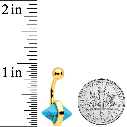Gold Tone Turquoise Rhombus Belly Ring