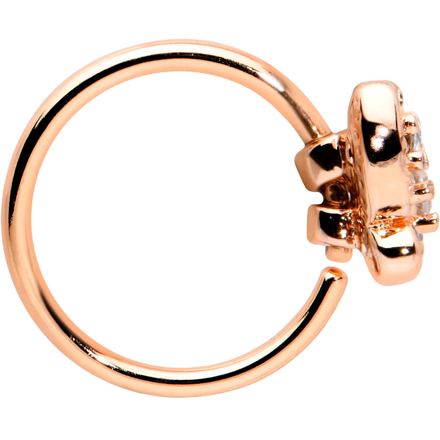 20G 5/16 Clear Gem Rose Gold Tone Airy Butterfly Nose Hoop