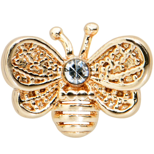 20G 1/4 Clear Gem Gold Tone Beauty Bee Nose Bone