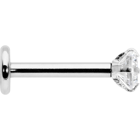 16G 5/16 Clear Gem Round End Internally Threaded Labret Tragus