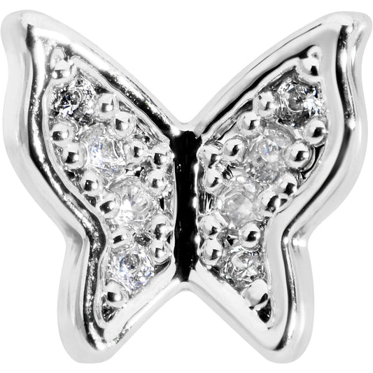 16G 5/16 Clear Gem Butterfly Internally Threaded Labret Tragus
