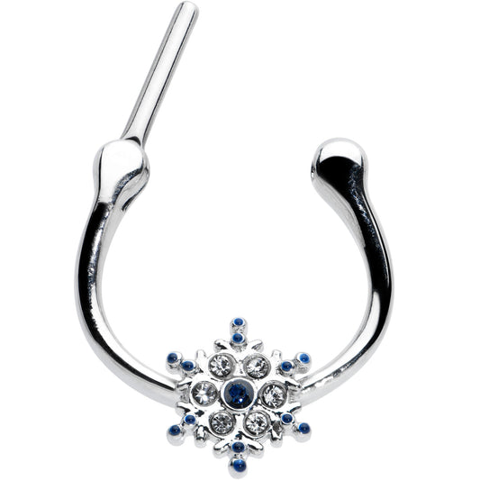 16G 5/16 Blue Gem Festive Snowflake Christmas Cartilage Clicker