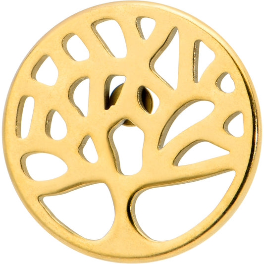 16G 5/16 Gold Tone Tree Circle Internal Thread Labret Monroe Tragus
