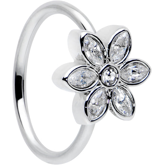 20G 5/16 Clear Gem Fancy Flower Seamless Nose Hoop