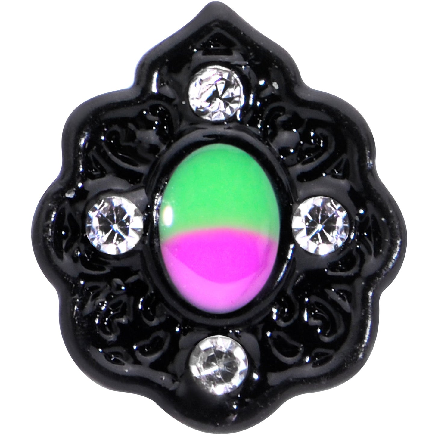 20G 1/4 Purple Tourmaline Black Lacy Drop Nose Bone