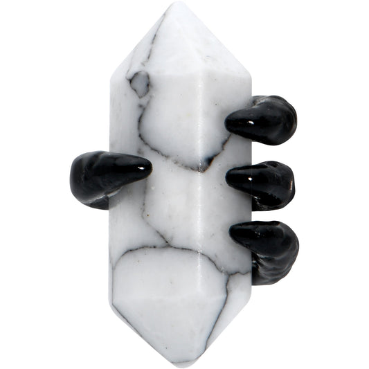 16G 1/4 White Howlite Black Claw Obelisk Cartilage Earring