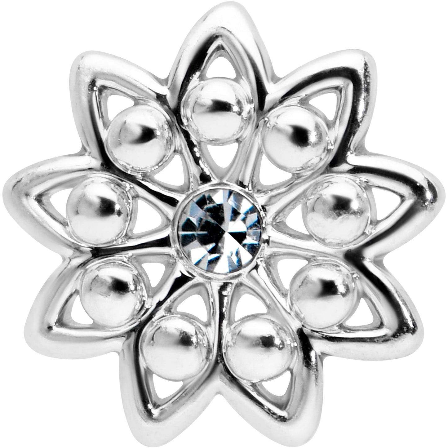 20G 7mm Clear Gem Elegant Starry Flower L Shape Nose Ring