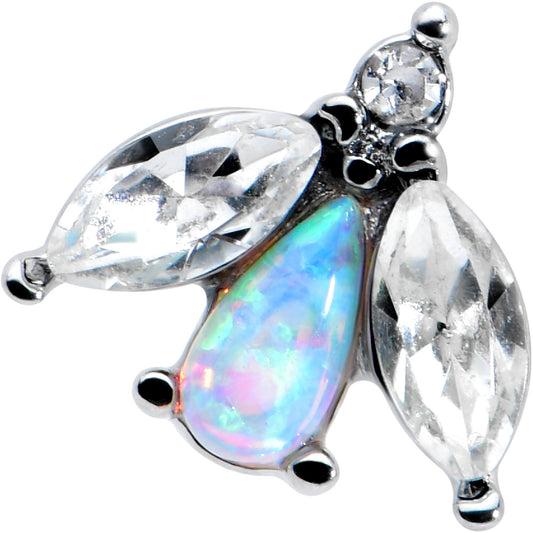 16G 1/4 White Synthetic Opal Flower Cartilage Tragus Earring