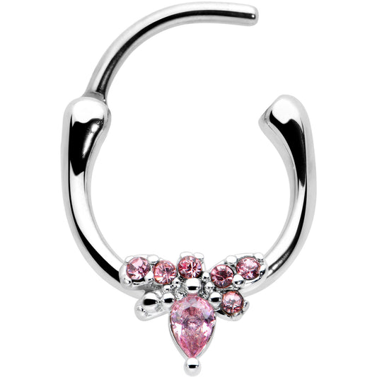 16G 5/16 Pink Gem Bee Glamour Cartilage Clicker