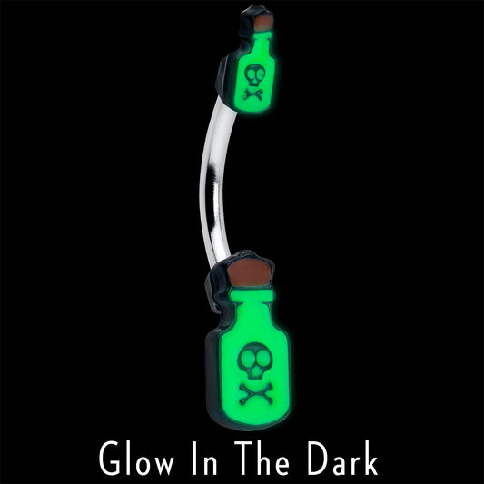 Halloween Green Poison Bottle Glow in the Dark Double Mount Belly Ring