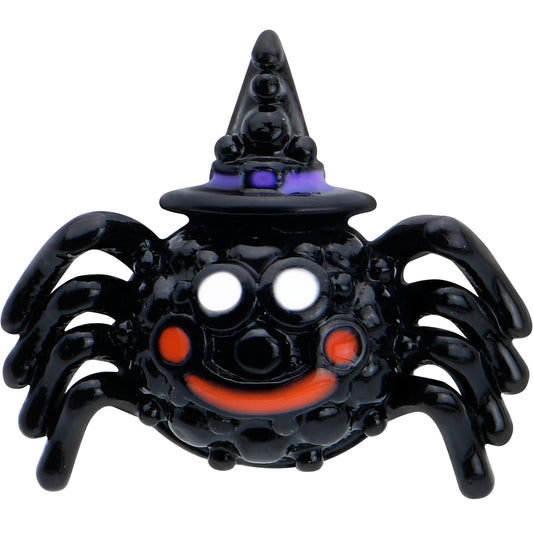 16G 5/16 Black Halloween Witch Smiling Spider Labret Monroe Tragus