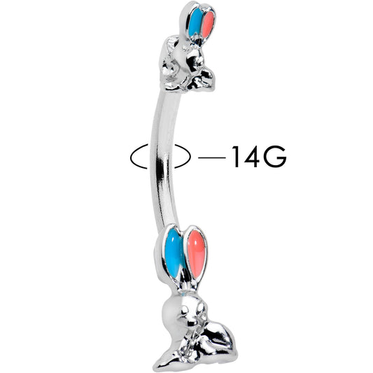 Easter Bunny Red Blue Ears Double Mount Belly Ring