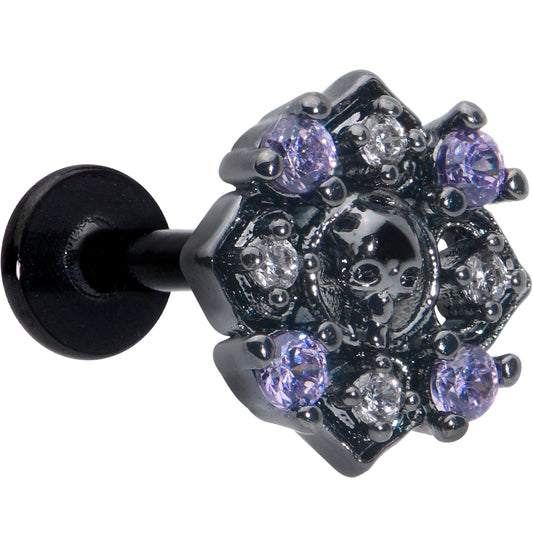 16G 5/16 Purple Gem Black Skull Circle Labret Monroe Tragus