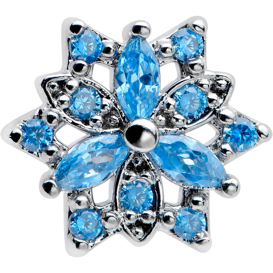 16G 5/16 Blue CZ Gem Snowflake Blues Labret Monroe Tragus
