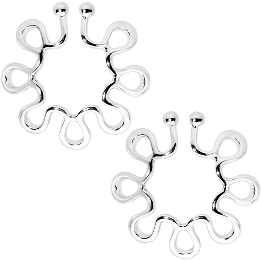 Trippy Flower Clip On Fake Nipple Ring Set