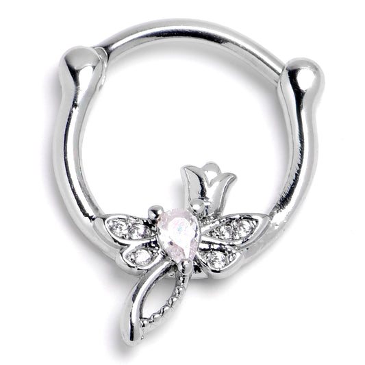 16G 3/8 Clear Gem Bold Dragonfly Cartilage Clicker