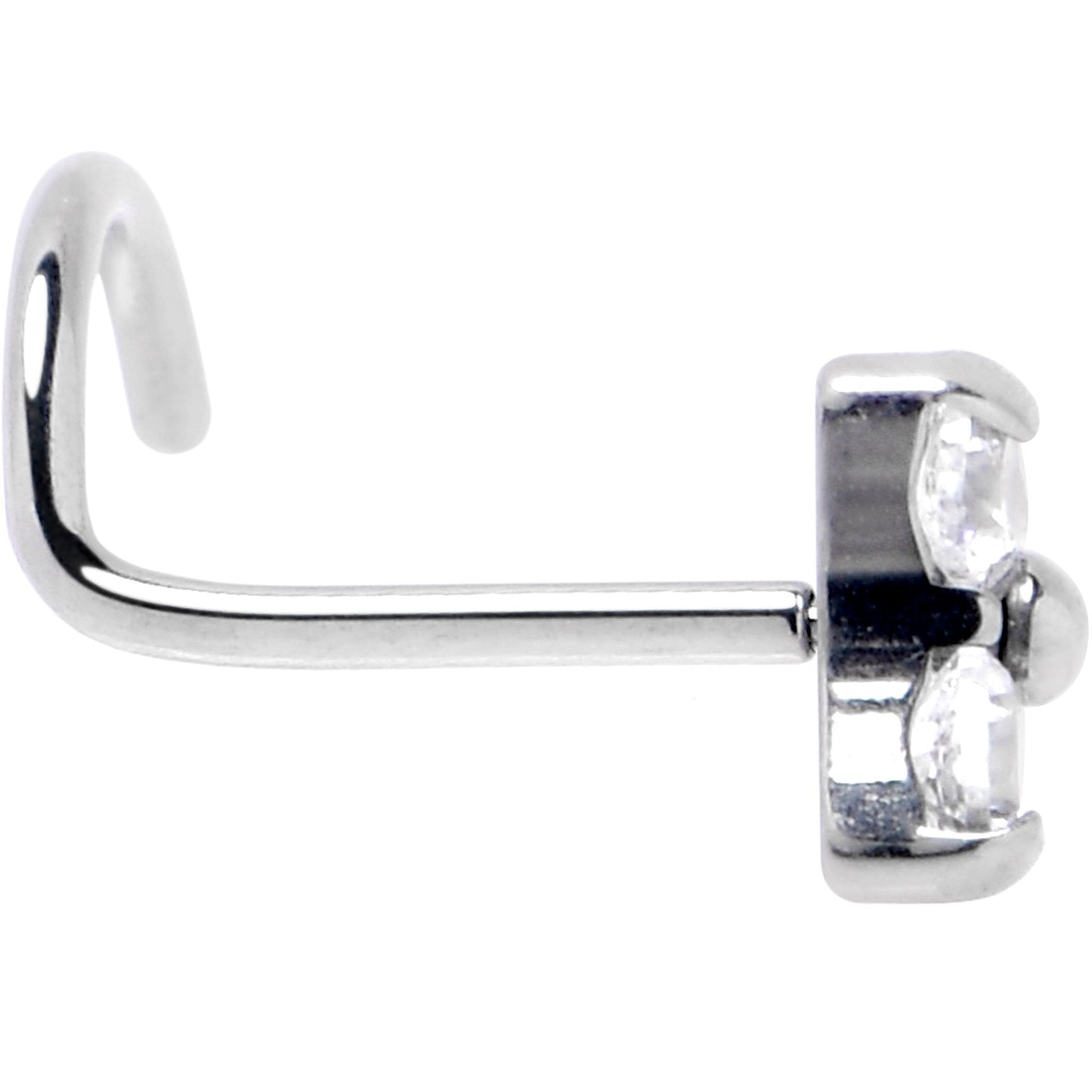 20G 1/4 ASTM Clear CZ Gem F-136 Titanium Threadless Left Nose Screw