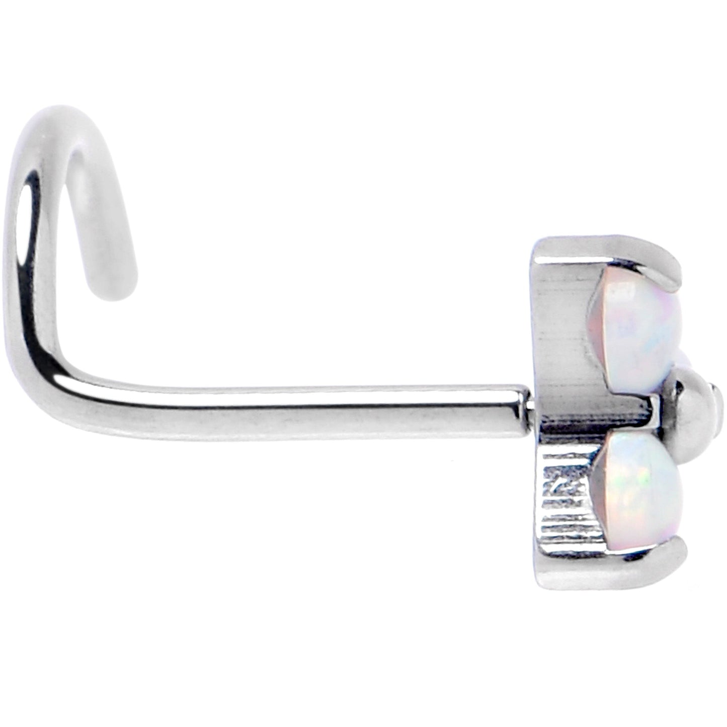 20G 1/4 White Synthetic Opal ASTM F-136 Implant Grade Titanium Threadless Left Nose Screw