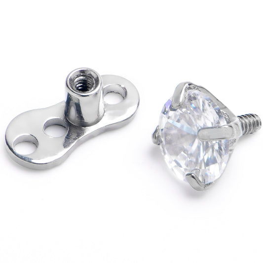 16G 4mm CZ Top 3 Hole Dermal Implant Grade Titanium Anchor Base