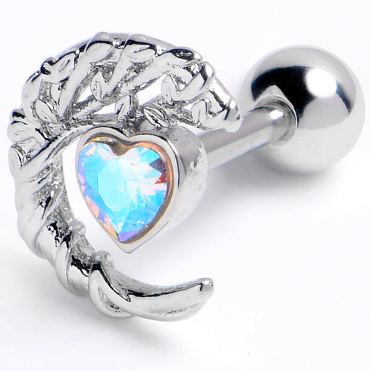 16G 1/4 Aurora Gem Woven Moon Star Cartilage Tragus Earring