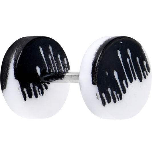 16G Black White Reverse Drip Acrylic Cheater Plug Set