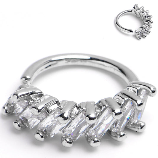 18G 5/16 Princess Cubic Zirconia Bendable Hoop