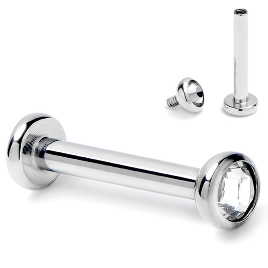 16G 5/16 Clear CZ Gem ASTM F-136 Implant Grade Titanium Internally Threaded Labret