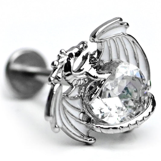 16G 5/16 Clear Gem Heart of Dragon Labret Monroe Tragus