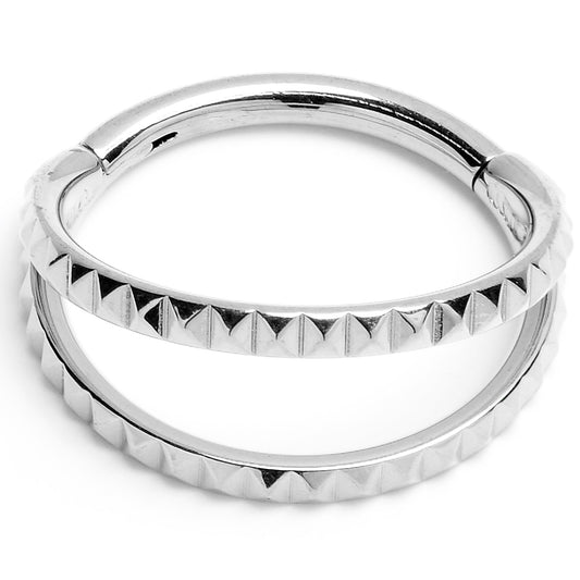16G 3/8" 316L Steel Double Spike Precision Hinged Segment Ring