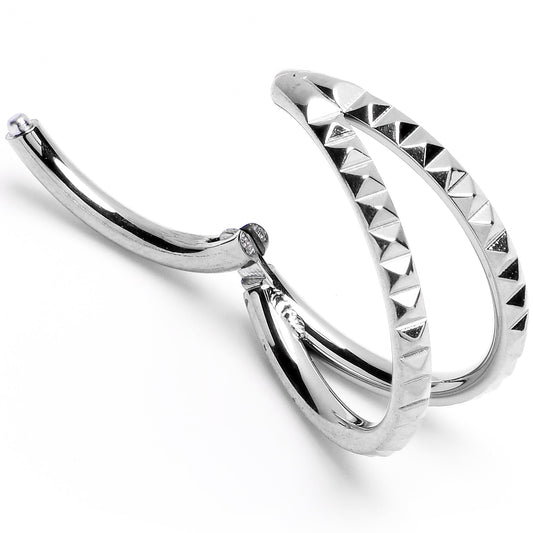 16G 3/8" 316L Steel Double Spike Precision Hinged Segment Ring