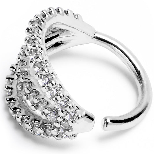18G 5/16 Clear CZ Gem Faux Triple Hoop Closure Ring