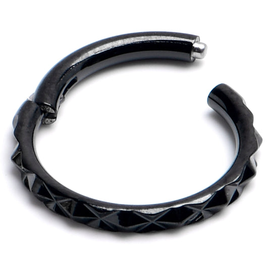 16G 5/16 Black Punk Texture Precision Hinge Segment Ring