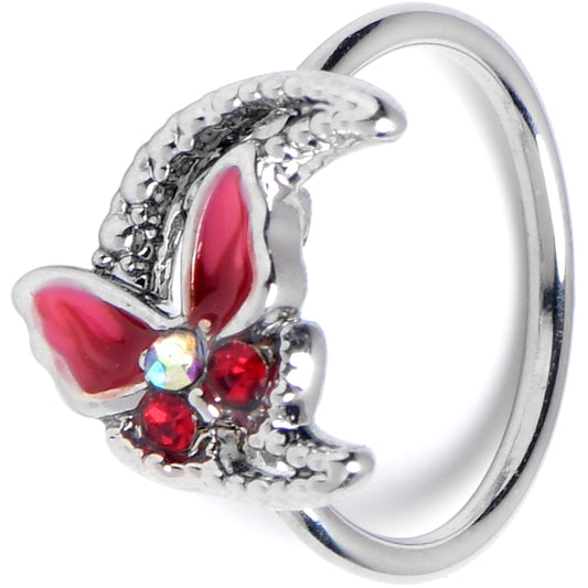 20G 5/16 Aurora Gem Butterfly Pink Beauty Nose Hoop