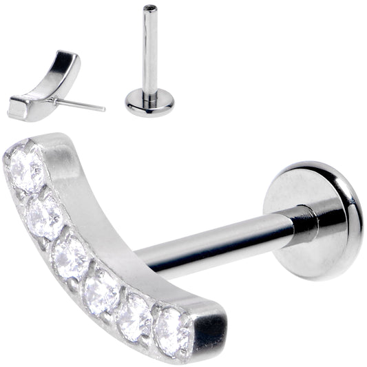 16G 5/16 Clear Gem Arc Grade 23 Titanium Threadless Push In Labret Tragus