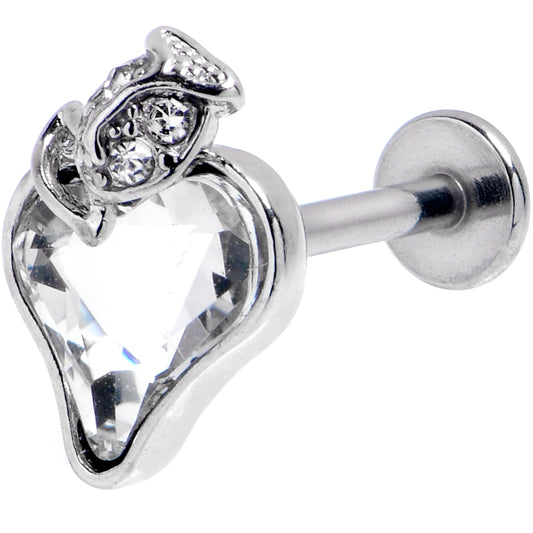 16G 5/16 Clear Gem Strawberry Love Labret Monroe Tragus