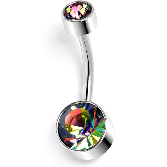 Vitrail CZ Gem Internally Threaded Simple Belly Ring